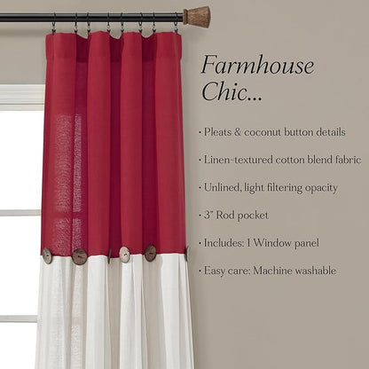 Lush Decor Linen Button Window Curtain Panel, Bedroom & Dining Room - Image 7