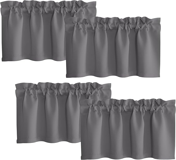 NICETOWN Grey Valance Curtains 16 inches Long Blackout Toppers Valance Living by NICETOWN