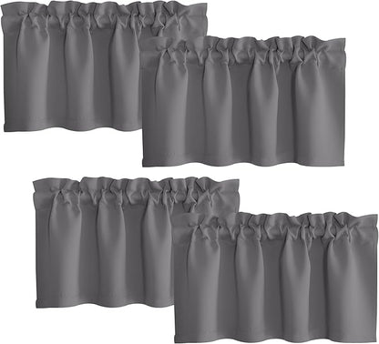 NICETOWN Grey Valance Curtains 16 inches Long Blackout Toppers Valance Living by NICETOWN