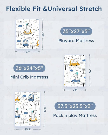 Pack and Play Sheets Fitted 3 Pack, Mini Crib Sheets - Image 3