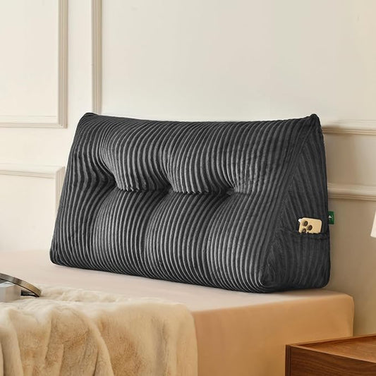 Z-hom Twin Headboard Pillow, Triangular Wedge Reading Pillow by Z-HOM