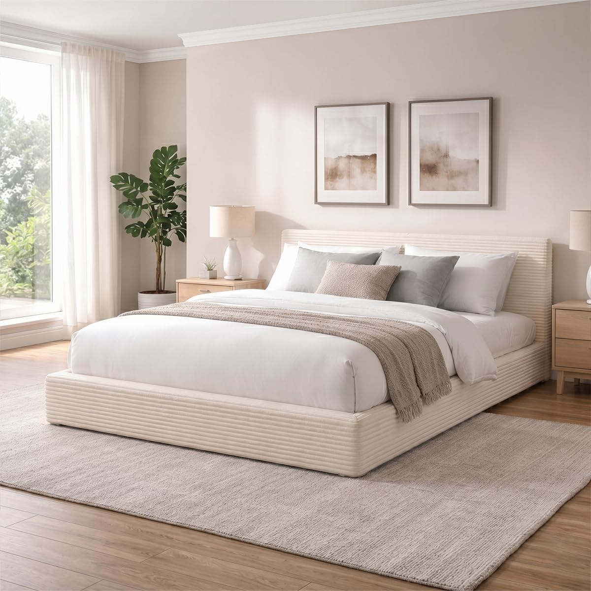novilla queen size bed frame, plush cloudsoft bed, main product view
