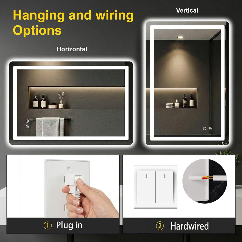 LED Bathroom Mirror with Lights, 30"x40" Lighted Vanity Mirror for ...