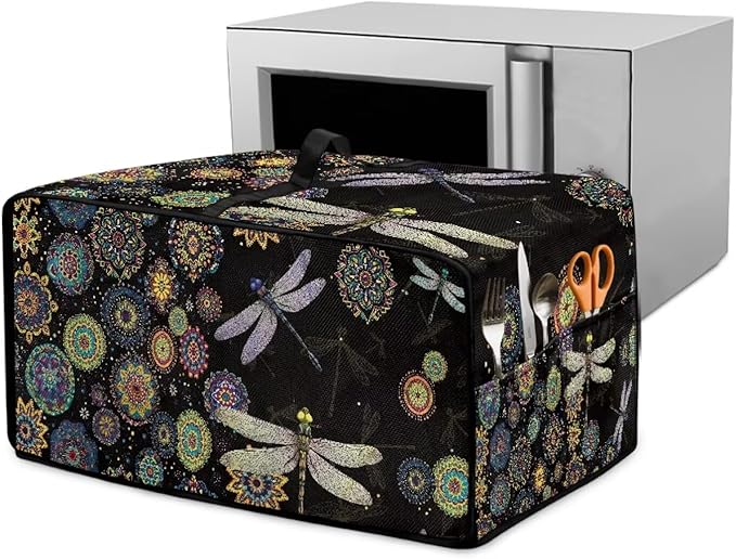 Boho Mandala Dragonfly Print Toaster Oven Cover Dust-Proof Microwave Oven Cloth by HwzdsyxlCreativeHomeDecor