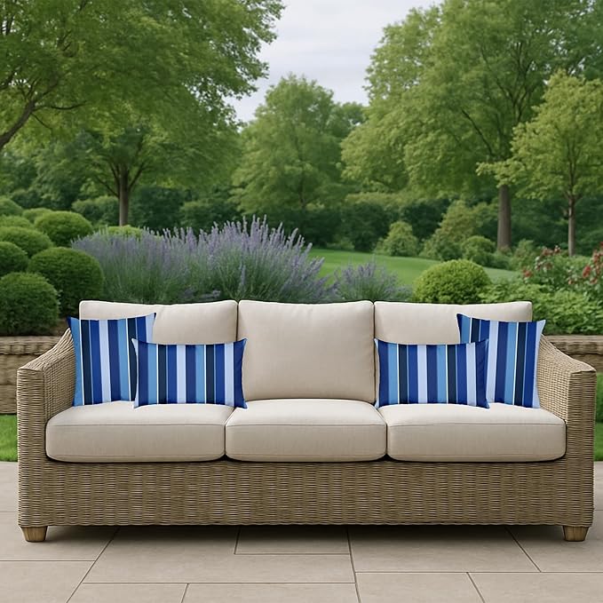 RSH DECOR: Sunbrella Square Throw Pillows Set of 4 | 20" x 20" | Water and - Image 5