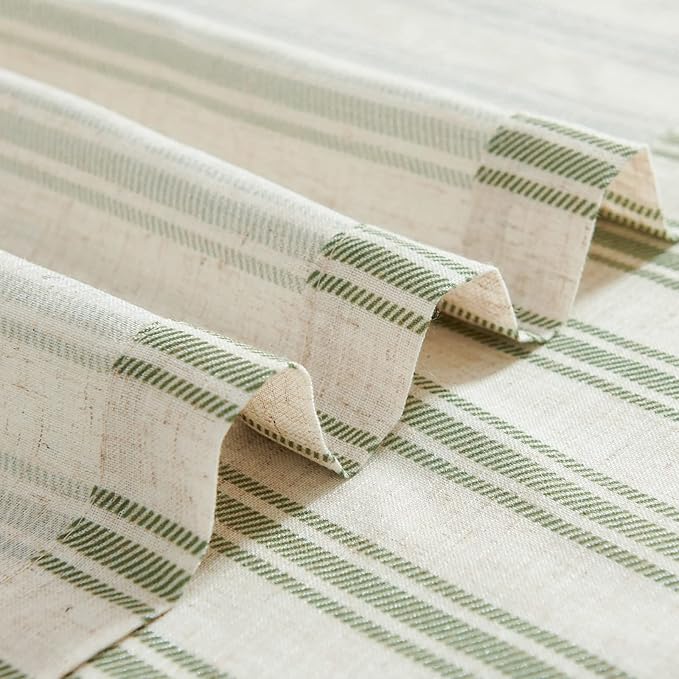 jinchan Linen Kitchen Curtains Striped Tier Curtains 36 Inch Cafe Farmhouse - Image 8