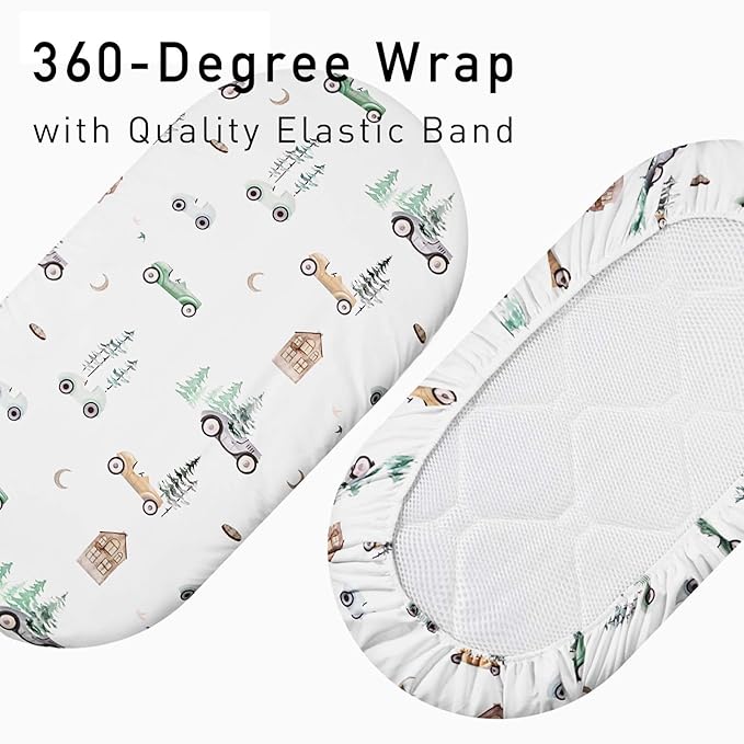 Gllquen Baby Bassinet Sheets 4 Pack, Breathable Cozy Fitted Mattress Sheet - Image 4