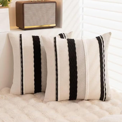 Boho Throw Pillow Covers 18x18 Set of 2 Farmhouse Decorative Cushion Case - Image 4