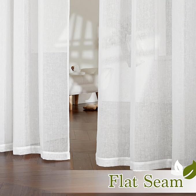 NICETOWN White Living Room Curtains Extra Long 135 inches Long, Grommet Linen - Image 6