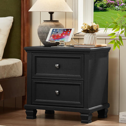 savor life farmhouse nightstand with charging station, 2 shown in use