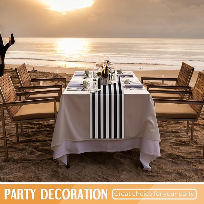 Striped Table Runner Polyester Decor Striped Design Modern Table Runner Elegant - Image 7
