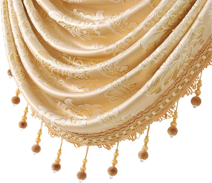 ELKCA Golden Jacquard Swag Waterfall Valance - Image 3