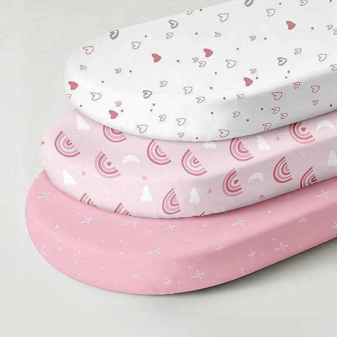 Bassinet Sheets for Baby Girl 32 * 16, 3 Pack Soft Breathable Baby Bassinet - Image 6