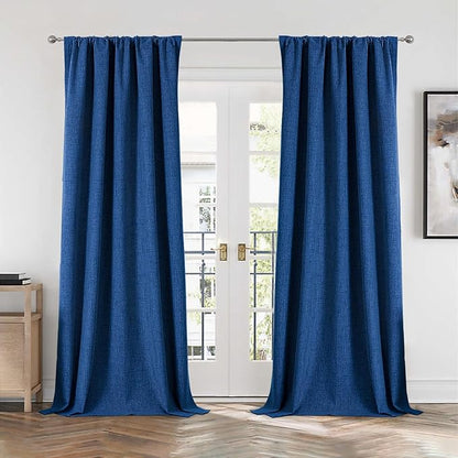 CUCRAF Linen 100% Blackout Curtains 72 Inch Length 2 Panels Set, Back Tab and - Image 7
