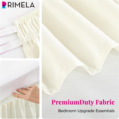 RIMELA Cream Queen Bed Skirt 18 Inch Drop, Wrap Around Elastic Bed Skirts Queen - Image 7