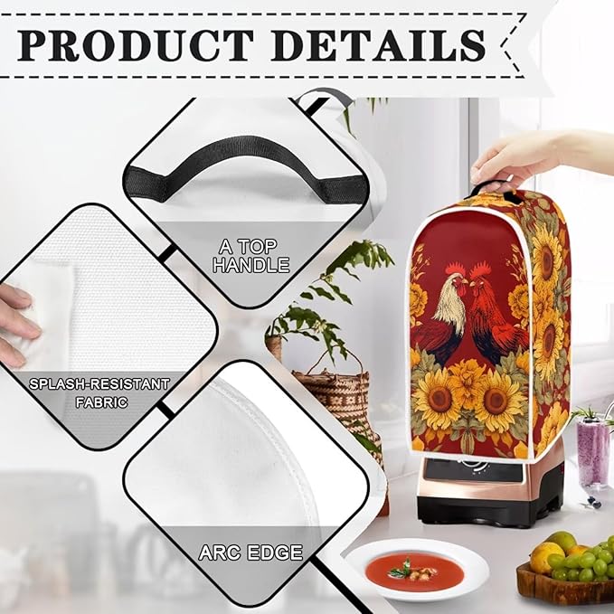 Rooster Blender Dust Cover Bread Maker Toaster Cover Sunflower Kitchen - Image 3