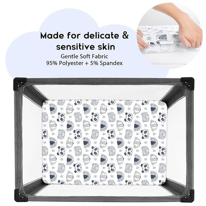 Yoofoss Pack and Play Sheets Fitted, Mini Crib Sheets 2-Pack - Image 2
