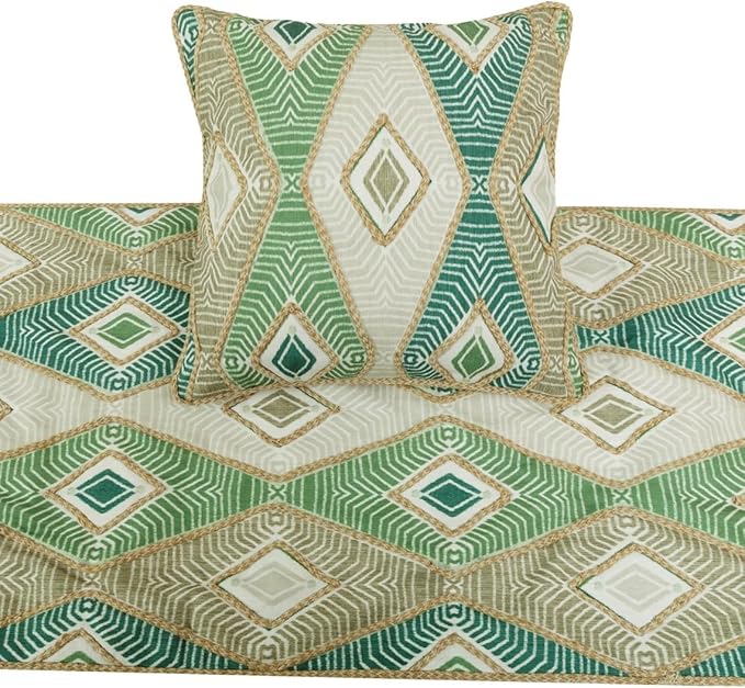 The HomeCentric King/Queen/Twin Green Designer CA King 86"x18" Bed Runner - Image 2
