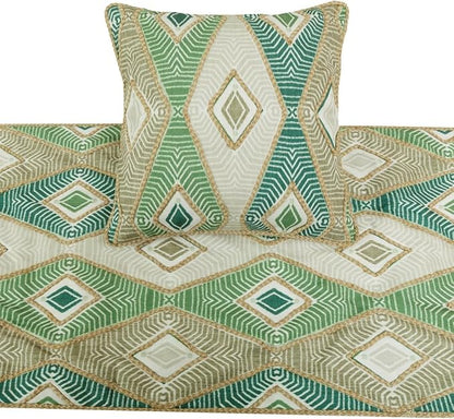 The HomeCentric King/Queen/Twin Green Designer Queen 74"x18" Bed Runner - Image 2