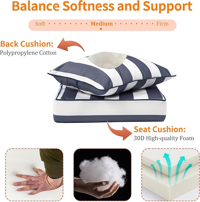 Deep Seat Outdoor Cushions Set of 4, UV&Fade Resistant Deep Seat Patio Cushions - Image 5
