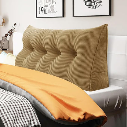 WOWMAX 100% Cotton Corduroy Headboard Pillow – Full Size Back Support Reading by WOWMAX