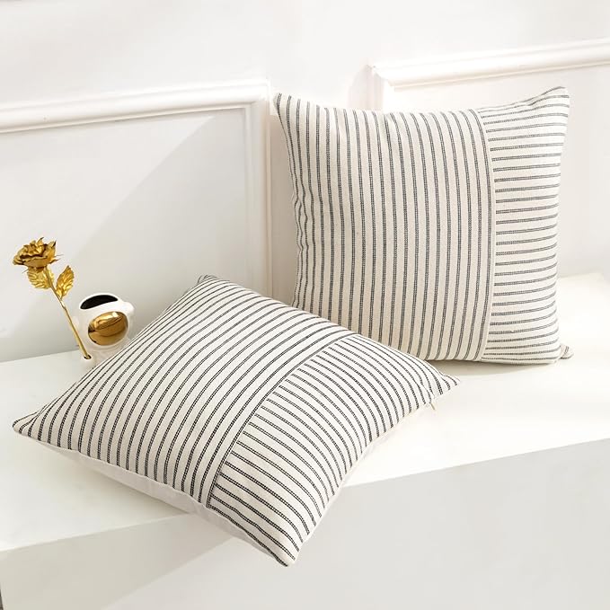 YCOLL Farmhouse Pillow Covers 22x22, Modern Accent Square Throw Pillow Covers - Image 5