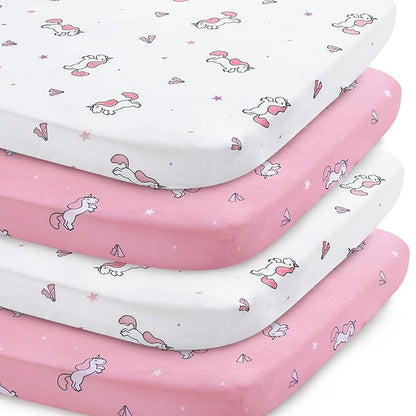 Pack and Play Sheets, Pack n Play Sheets | Mini Crib Sheets 4-Pack, Ultra Soft by SpringspiritBedding