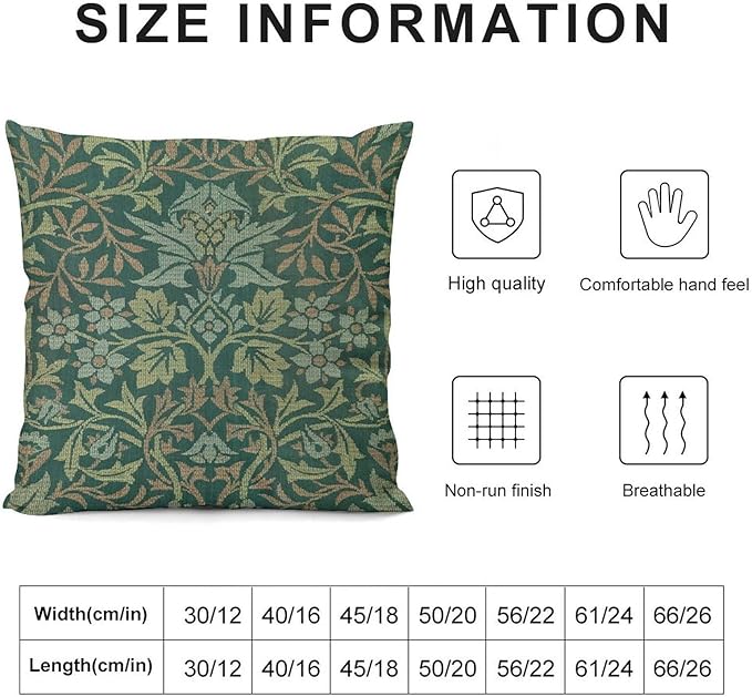 William Morris Floral Original Throw Pillow Covers Boho Chic Retro Floral Cozy - Image 2