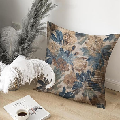 Bohemian Pillow Covers | Vintage Floral & Carpet Design | Double Sided Blue - Image 4