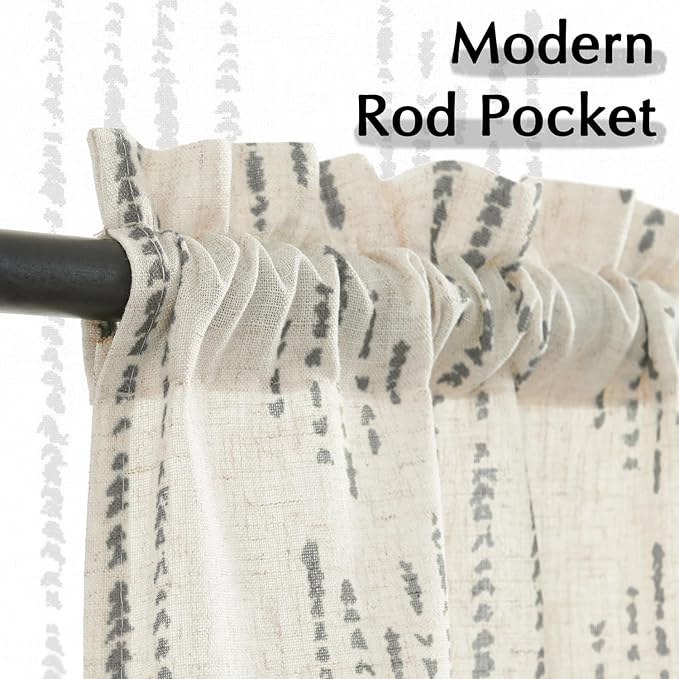 jinchan Boho Kitchen Curtains Linen Tier Curtains 36 Inches Bohemian Cafe Small - Image 6