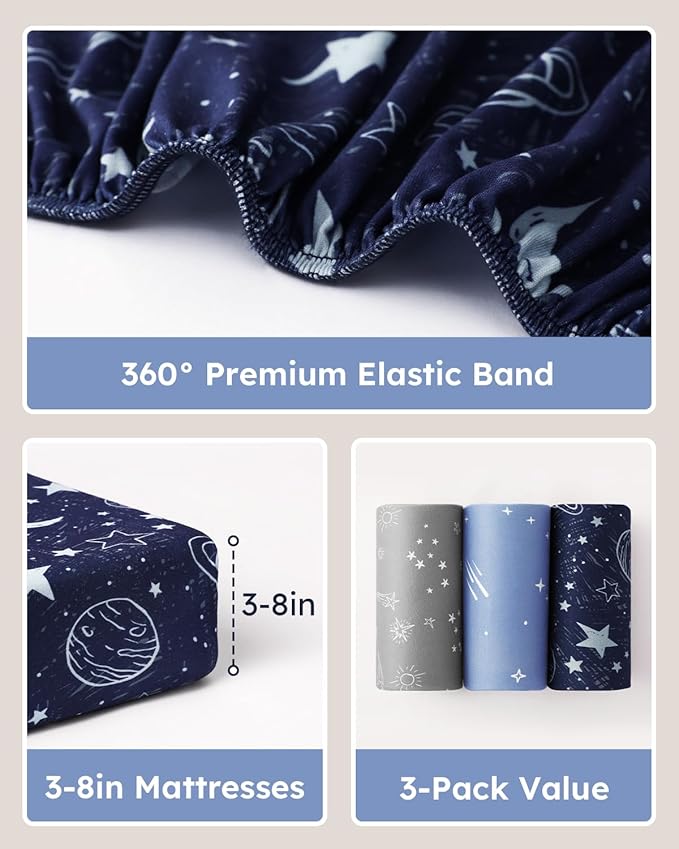 Baby Crib Sheets for Boys Girls, Breathable Soft Microfiber Baby Sheet Blue - Image 5