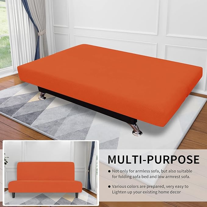 Easy-Going Stretch Futon Slipcover Armless Futon Bed Cover Furniture Protector - Image 4