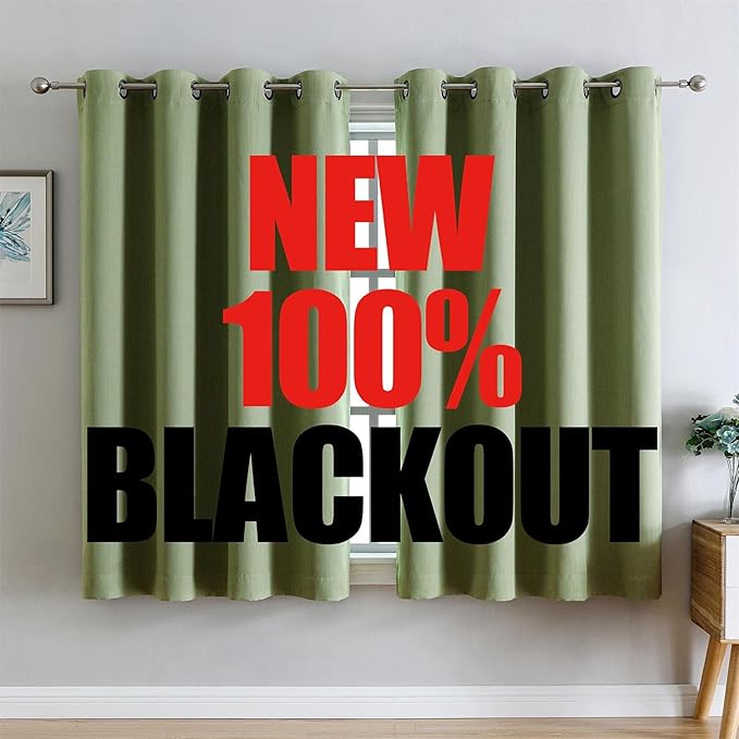 G2000 100% Blackout Curtains for Bedroom Living Room 63 Inch Length Sage Green by G2000