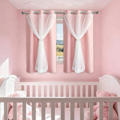 Light Pink Curtains Blackout for Girls Bedroom by Ftinala