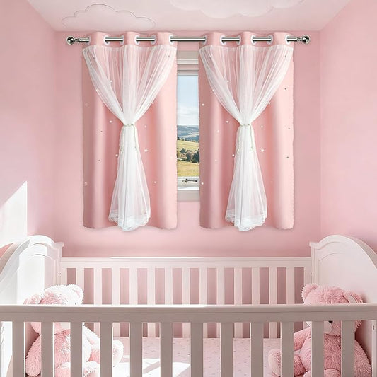 Light Pink Curtains Blackout for Girls Bedroom by Ftinala