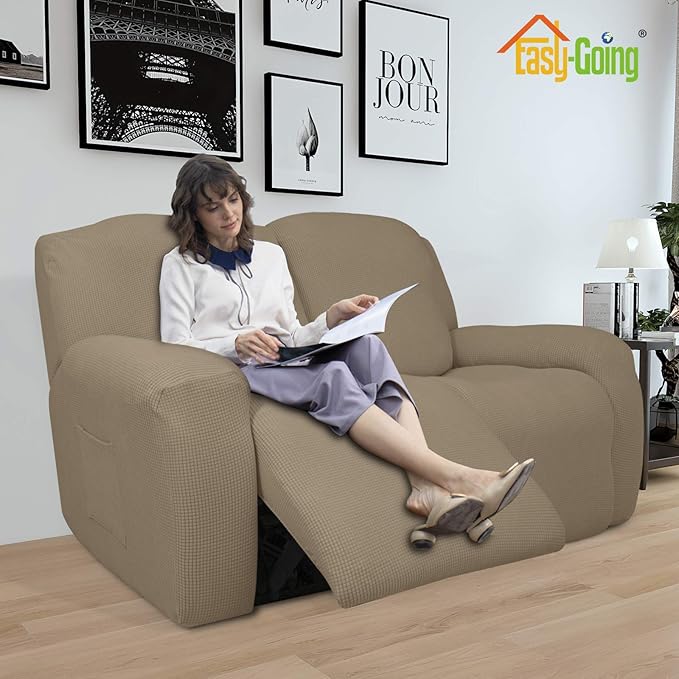 Easy-Going 6 Pieces Recliner Loveseat Stretch Sofa Slipcover Sofa Cover - Image 2
