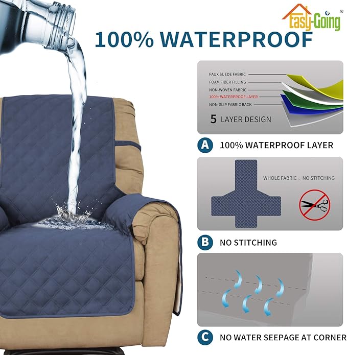 Easy-Going Sofa Slipcover Waterproof Recliner Chair Cover Non-Slip Fabric Couch - Image 4