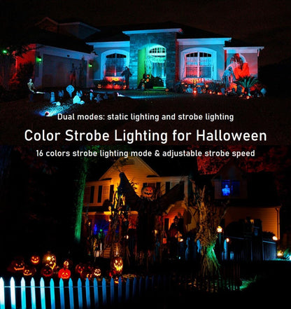 TOVEENEN 25W Color LED Outdoor Landscape Spotlight with Strobe Lighting - Waterproof RGB Spot Lights for Yard Tree House Halloween Christmas, Dual Mode, 120V 25W