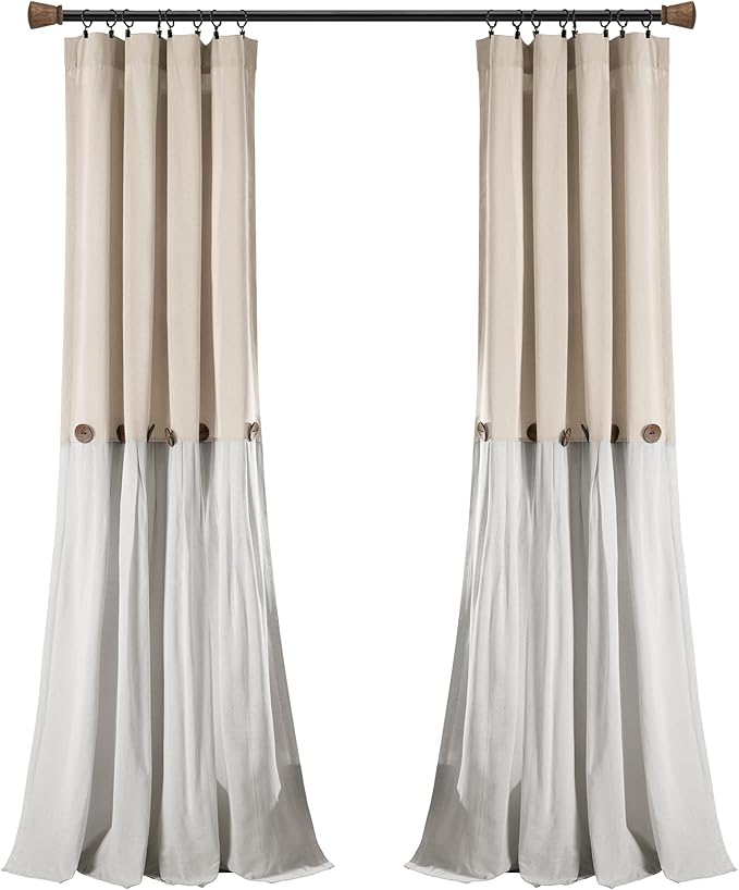 Lush Decor Linen Button Window Curtain Panel, Linen - Image 7