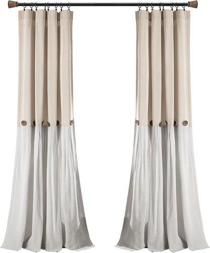 Lush Decor Linen Button Window Curtain Panel, Linen - Image 7