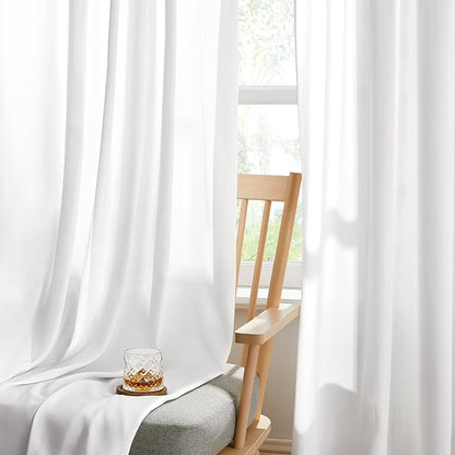 HOMEIDEAS Non-See-Through White Privacy Semi Sheer Curtains 63 Inches Long 2 - Image 9