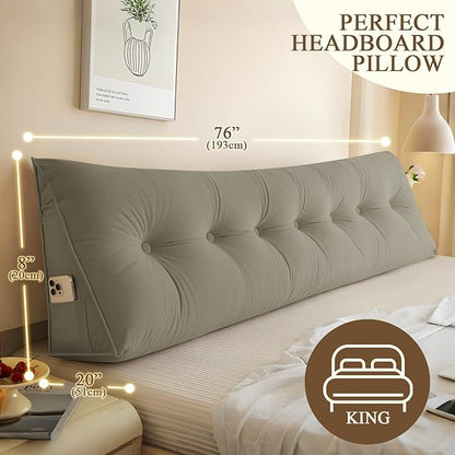 Headboard Pillow King, Large Triangular Wedge Headboard Pillow - Image 3