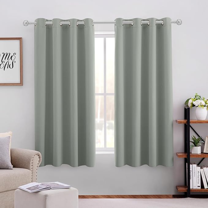 HOMEIDEAS Greyish Green Blackout Curtains by HOMEIDEAS