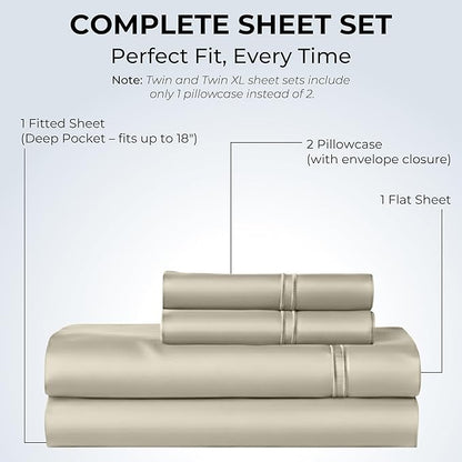 100% Natural Cotton Bed Sheets | 500 TC Single-Ply Sateen Weave King Size - Image 3