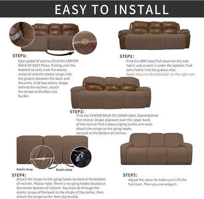 Easy-Going 8 Pieces Recliner Sofa Stretch Sofa Slipcover Sofa Cover Furniture - Image 4
