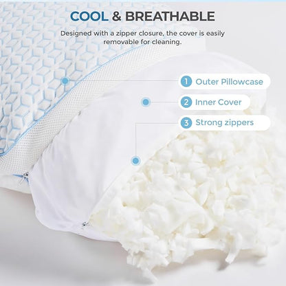 Sweetnight Cooling Pillows King Size Set of 2, Shredded Memory Foam Pillows 2 - Image 6