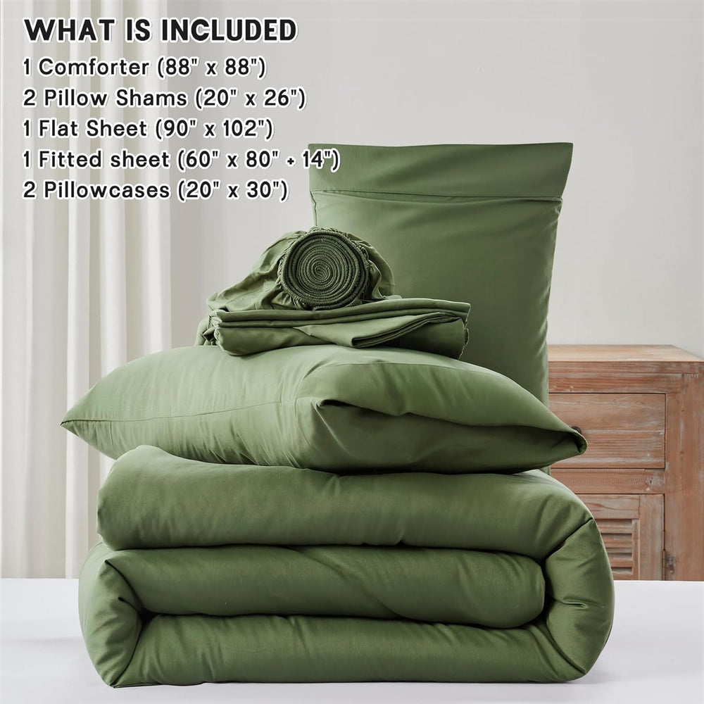 Anluoer Queen Comforter Set 7 Piece, Soft Bed in a Bag Queen Bedding Sets