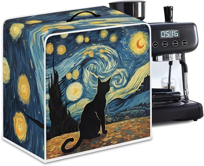 Starry Night Cat Print Coffee Machines Covers by PJHEQOXE