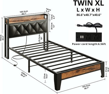 anctor twin xl bed frames, storage headboard with shown in use