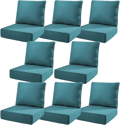 6" Thick Outdoor Cushions 22x24x6, 8-Set Deep Seat Patio Cushions by Pugire